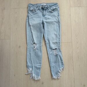 Cello Light Blue Distressed Ankle Jeans